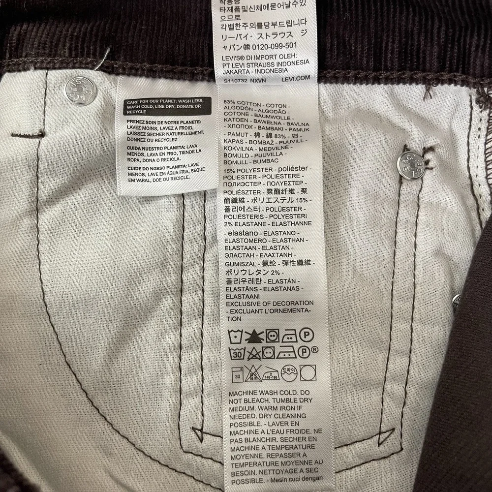 Levis Pants Mens 30x32 Brown 505 Corduroy Pinwale Regular Fit Straight Preppy